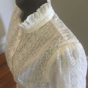 NWOT White Short Sleeve Blouse with Delicate Embroidery and Eyelet detai…